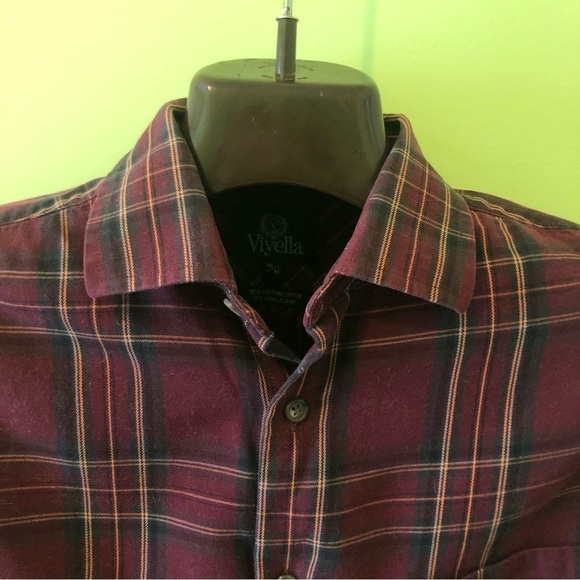 VINTAGE Viyella Cotton & Wool Blend Button Down Check Plaid Shirt Size M - Picture 3 of 7